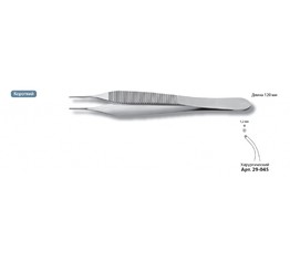 Пинцет хирургический, изогнутый, Adson
